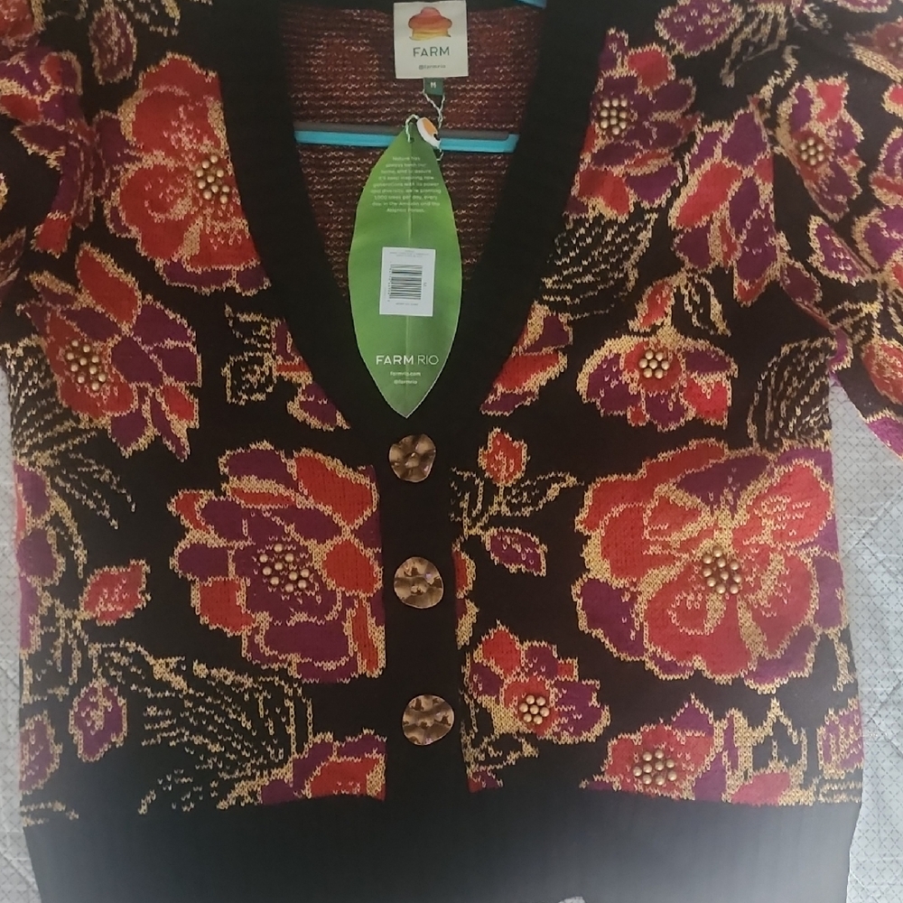 FARM Rio Women's Floral Cardigan - Black, Red, and Purple